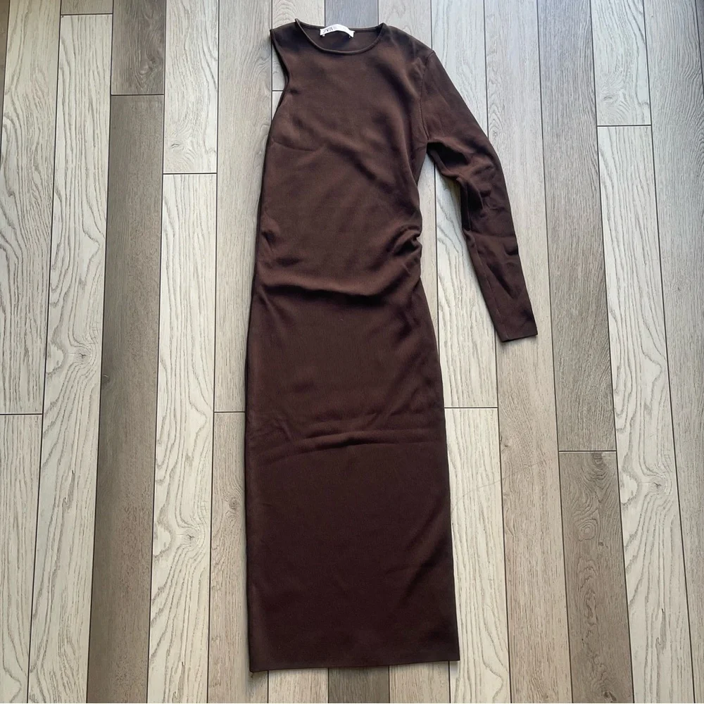 chocolate brown zara dress Zara's Viral Maxi Dress Has Already Sold Out